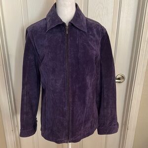 CHICO’S SZ 1 Suede/Leather Purple zip up  jacket… Great condition